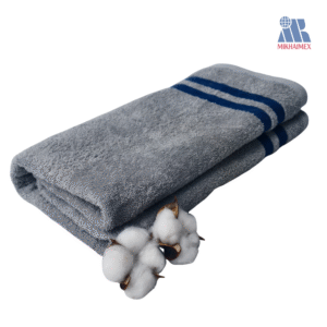 Khăn bông Polo màu xám sọc tím