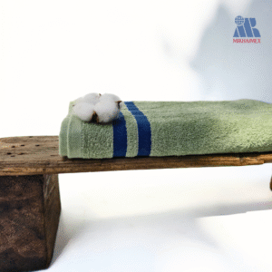khăn bông Polo màu xanh lá sọc tím 